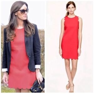 J. Crew Vibrant Red Scalloped Mini Dress